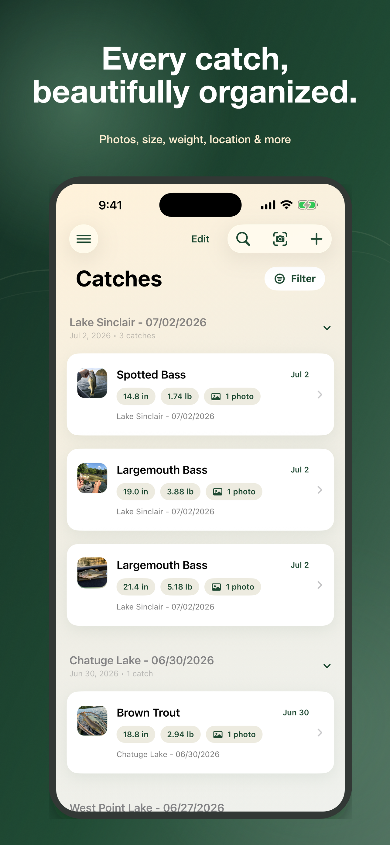 Fish Wizard catch detail screen